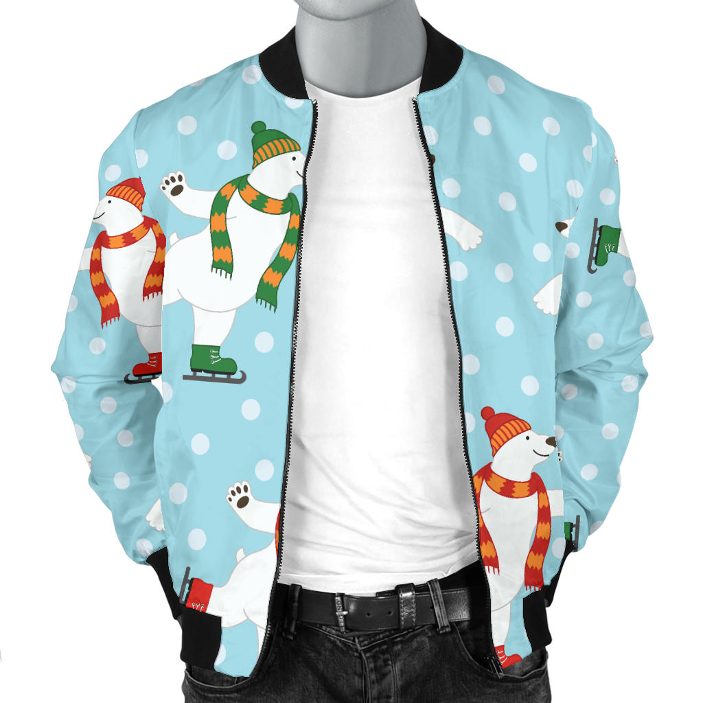 Polar Bear Pattern Print Design PB07 Men Bomber Jacket
