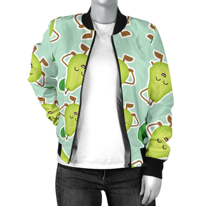 Avocado Pattern Print Design AC011 Women Bomber Jacket