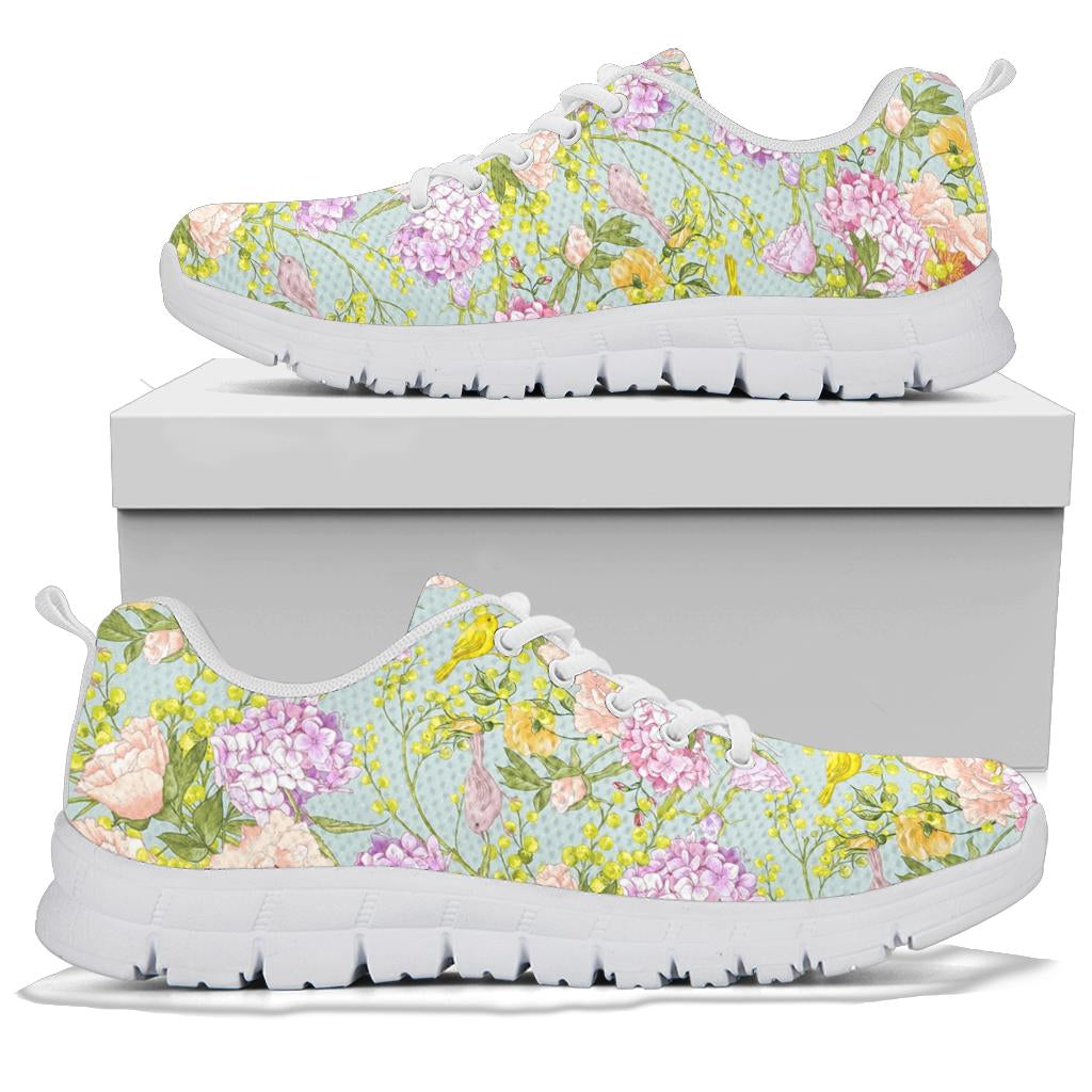 Hydrangea Pattern Print Design HD02 Sneakers White Bottom Shoes
