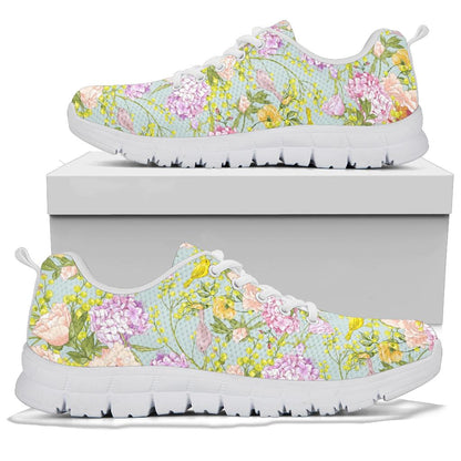 Hydrangea Pattern Print Design HD02 Sneakers White Bottom Shoes