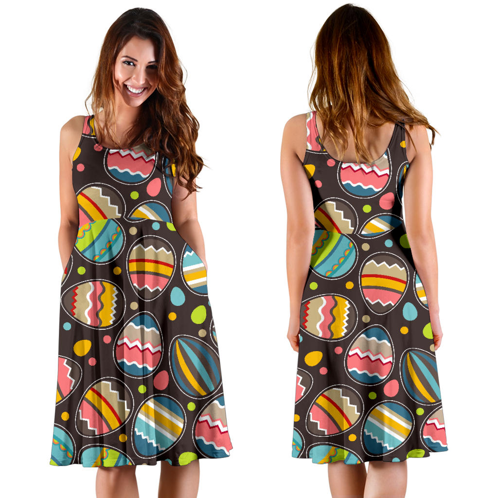 Easter Eggs Pattern Print Design RB03 Midi Dress