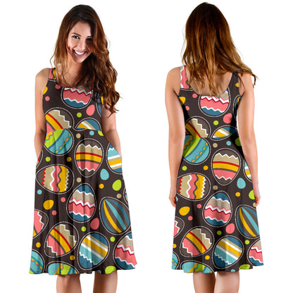 Easter Eggs Pattern Print Design RB03 Midi Dress