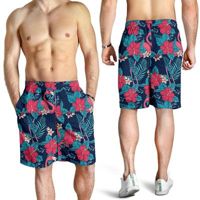 Flamingo Red Hibiscus Pattern Mens Shorts