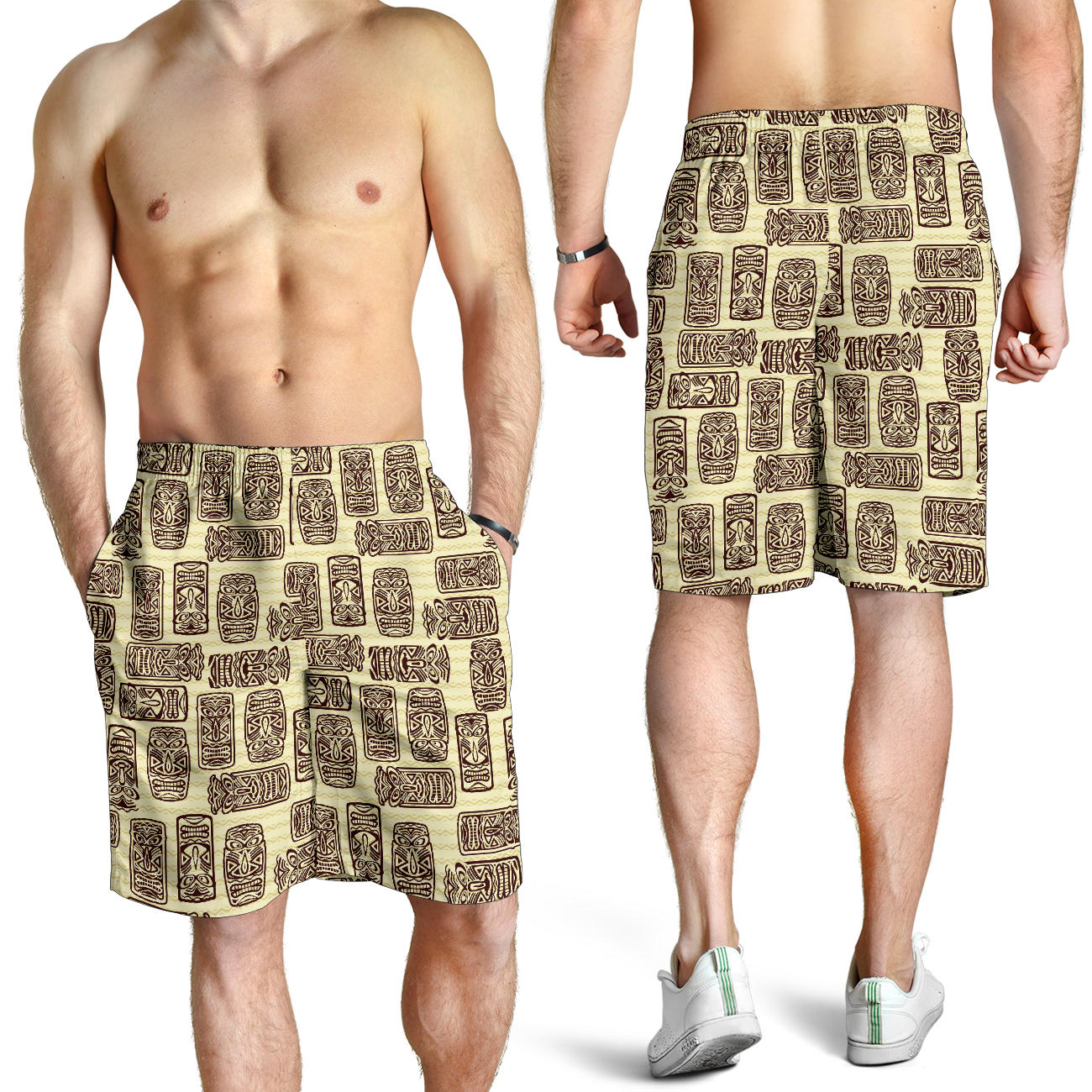 Tiki Brown Symbol Print Mens Shorts