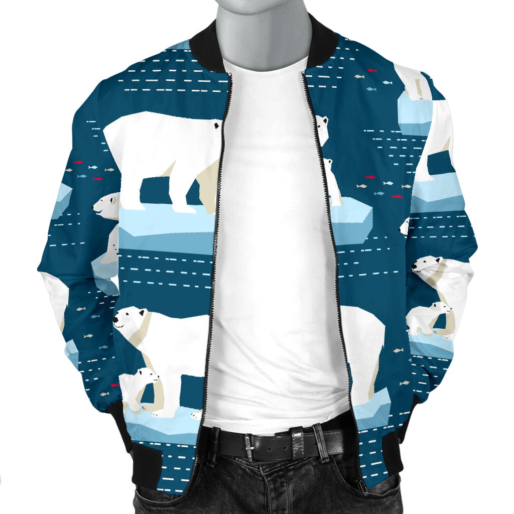 Polar Bear Pattern Print Design PB02 Men Bomber Jacket