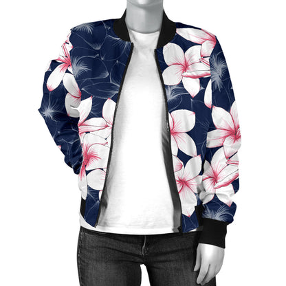 Plumeria Pattern Print Design PM017 Women Bomber Jacket