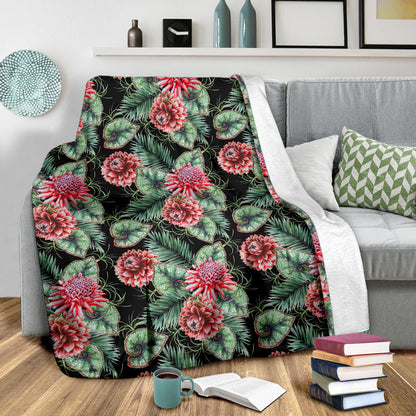 Dahlia Pattern Print Design DH06 Fleece Blanket