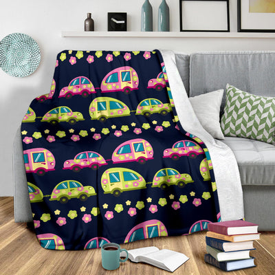 Camper Cute Camping Design No 3 Print Fleece Blanket