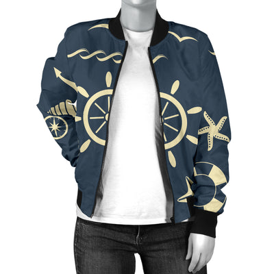 Nautical Pattern Print Design A01 Women's Bomber Jacket