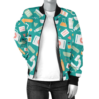 Medical Pattern Print Design 03 Women's Bomber Jacket