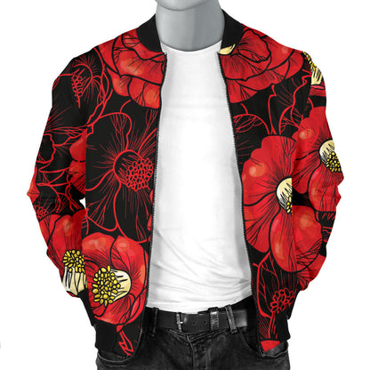 Camellia Pattern Print Design CM06 Men Bomber Jacket