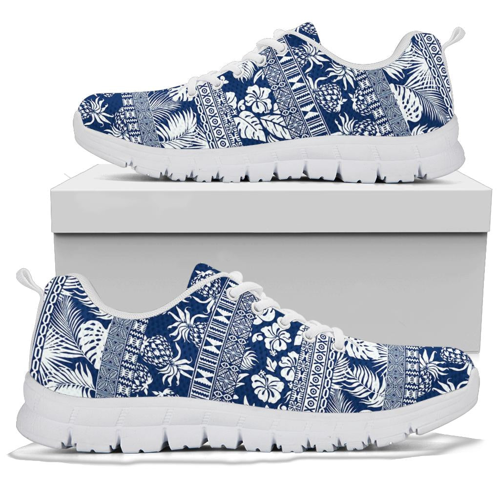 Hawaiian Themed Pattern Print Design H020 Sneakers White Bottom Shoes