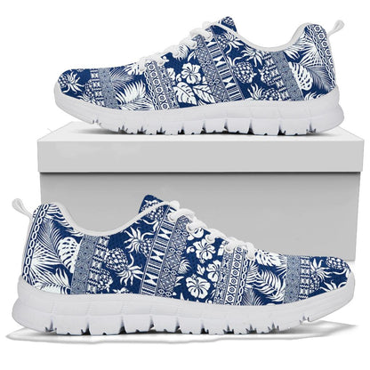 Hawaiian Themed Pattern Print Design H020 Sneakers White Bottom Shoes