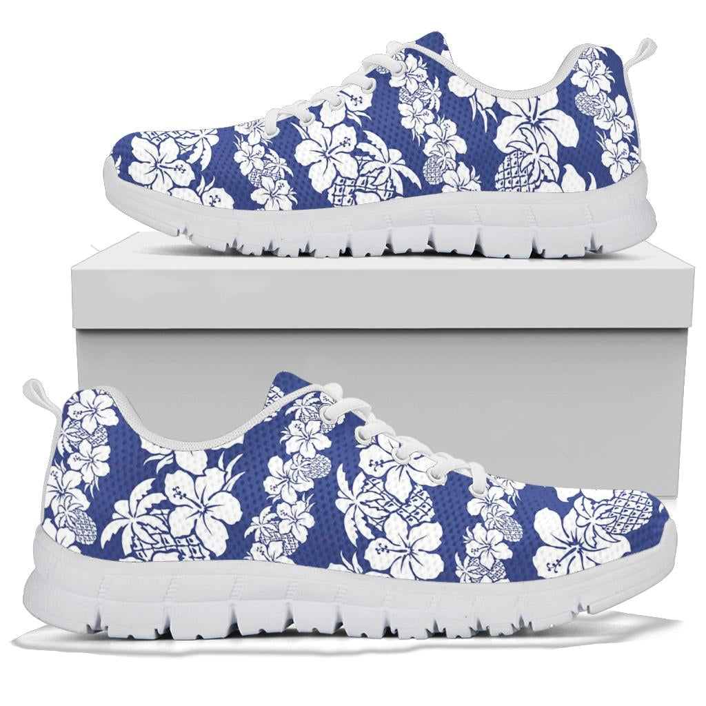 Hawaiian Themed Pattern Print Design H07 Sneakers White Bottom Shoes