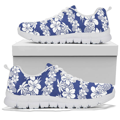 Hawaiian Themed Pattern Print Design H07 Sneakers White Bottom Shoes