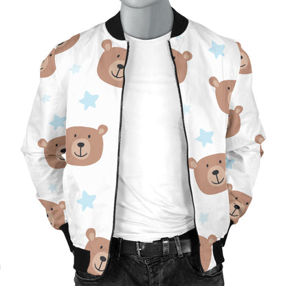 Bear Pattern Print Design BE02 Men Bomber Jacket