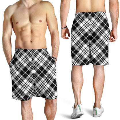 Plaid Black White Pattern Print Design A02 Mens Shorts