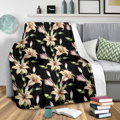 Lily Pattern Print Design LY05 Fleece Blanket