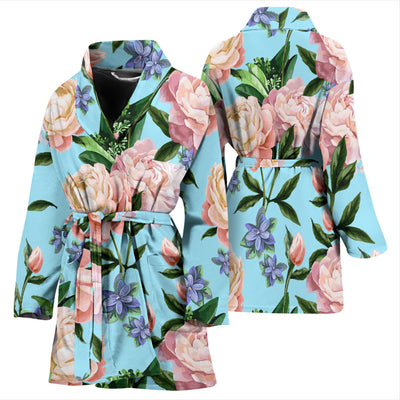 Peony Pattern Print Design PE02 Women Bathrobe