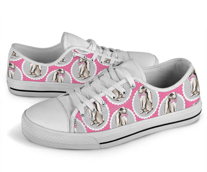 Rabbit Pattern Print Design RB019 White Bottom Low Top Shoes