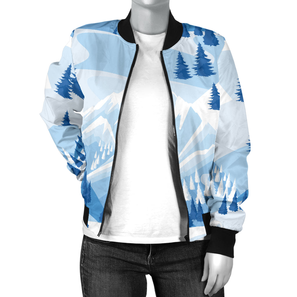 Mountain Pattern Print Design 03 Women's Bomber Jacket