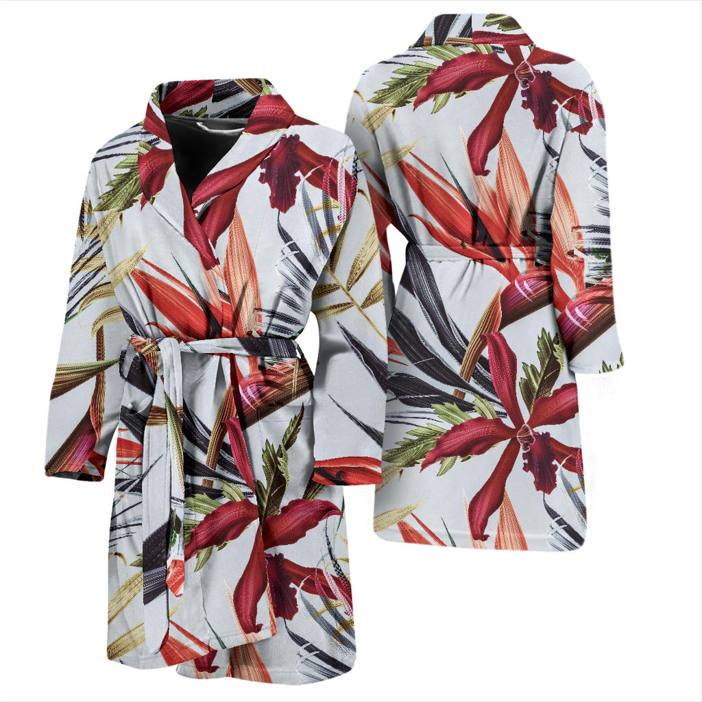 Tropical Flower Pattern Print Design TF021 Men Bathrobe