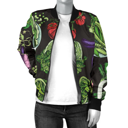 Lettuce Pattern Print Design 01 Women's Bomber Jacket