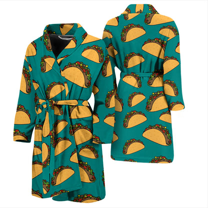 Taco Pattern Print Design TC07 Men Bathrobe