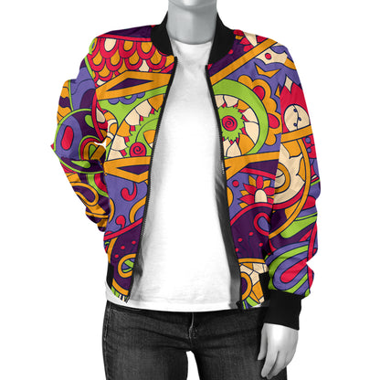 Funky Retro Pattern Print Design A04 Women's Bomber Jacket