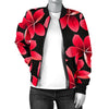 Red Plumeria Pattern Print Design PM025 Women Bomber Jacket