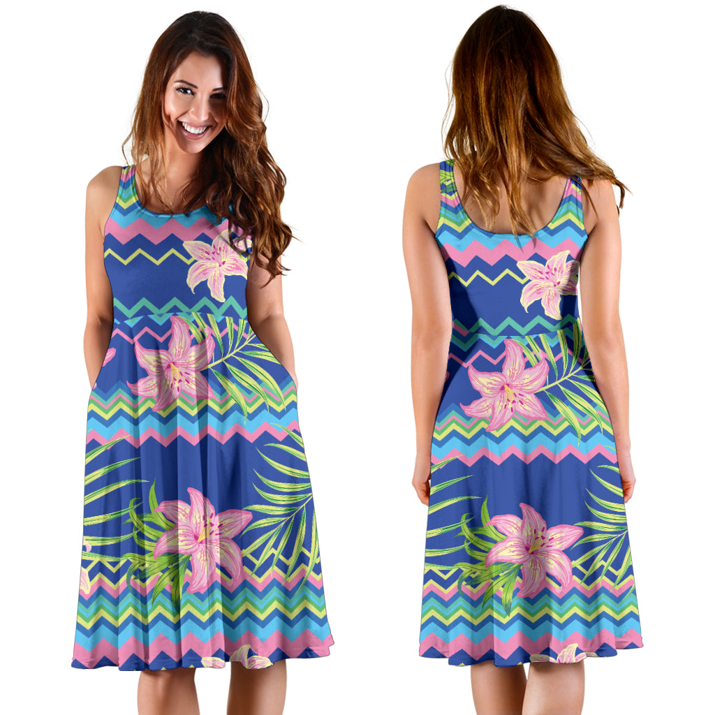 Lily Pattern Print Design LY015 Midi Dress