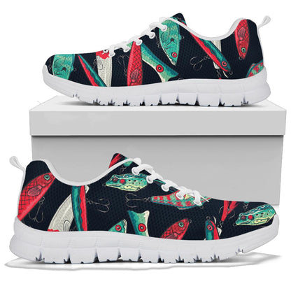 Fishing Bait Pattern Sneakers White Bottom Shoes