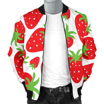 Strawberry Pattern Print Design SB01 Men Bomber Jacket