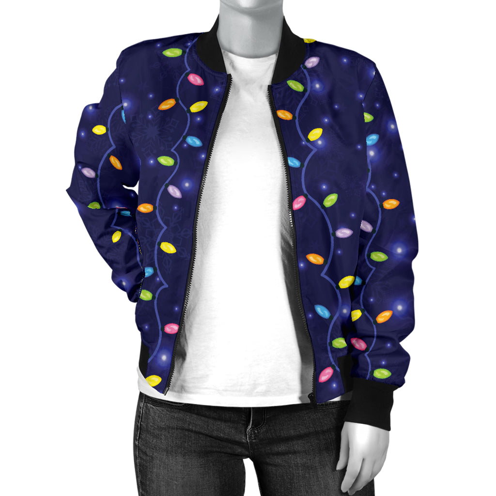 Christmas Light Pattern Print Design 03 Women's Bomber Jacket