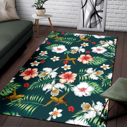 Hawaiian Flower Design with SeaTurtle Print Area Rugs