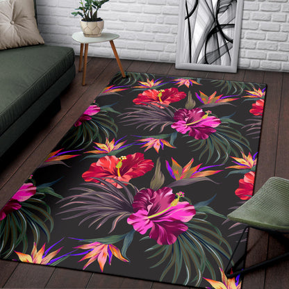 Hibiscus Pattern Print Design HB014 Area Rugs