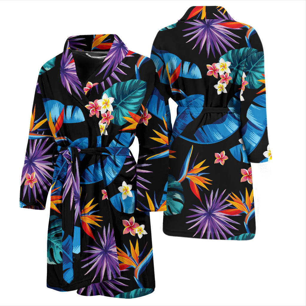 Tropical Flower Pattern Print Design TF018 Men Bathrobe