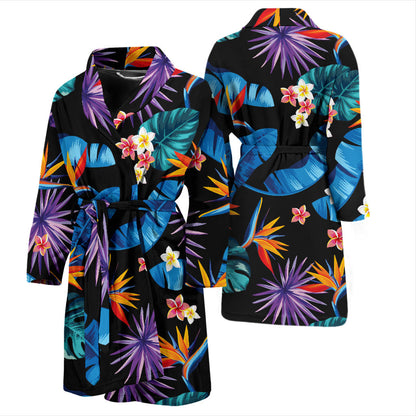 Tropical Flower Pattern Print Design TF018 Men Bathrobe