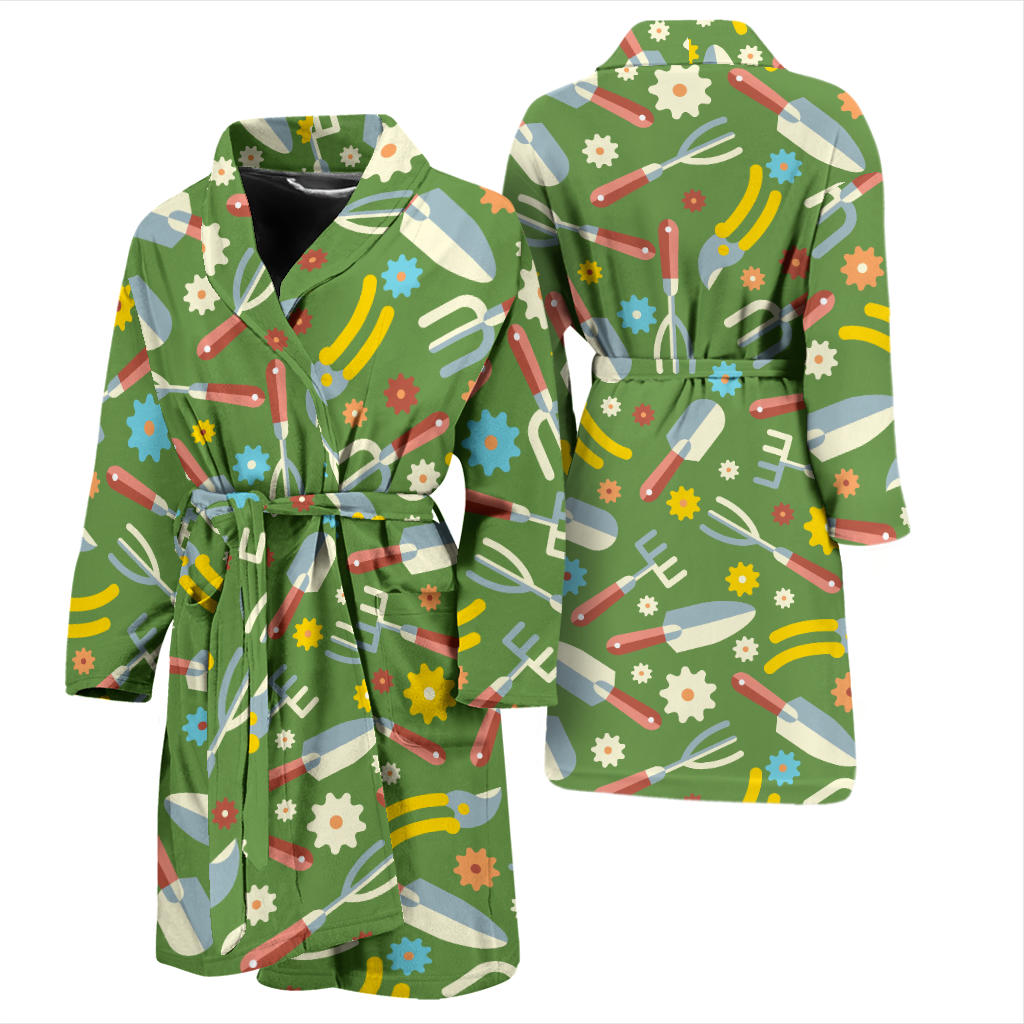 Gardening Pattern Print Design G06 Men Bathrobe