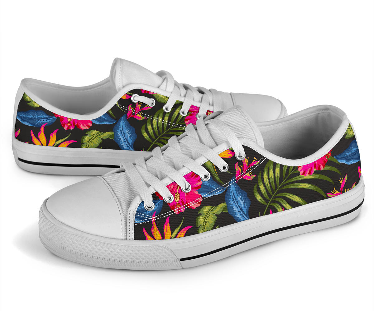 Bird Of Paradise Pattern Print Design BOP014 White Bottom Low Top Shoes