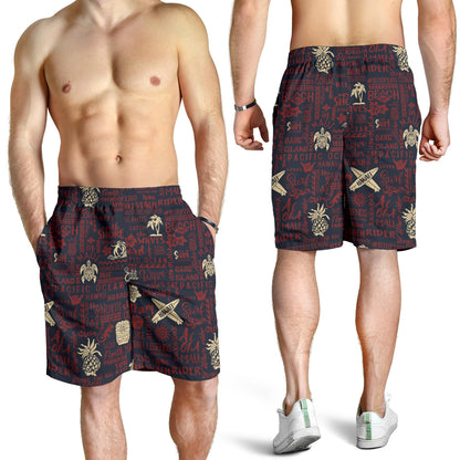 Hawaiian Themed Pattern Print Design H017 Mens Shorts