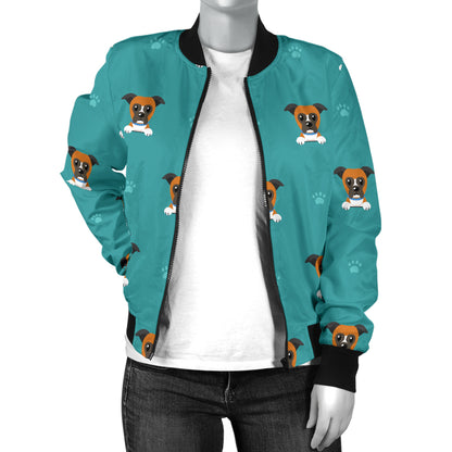 Boxers Pattern Print Design 03 Women's Bomber Jacket