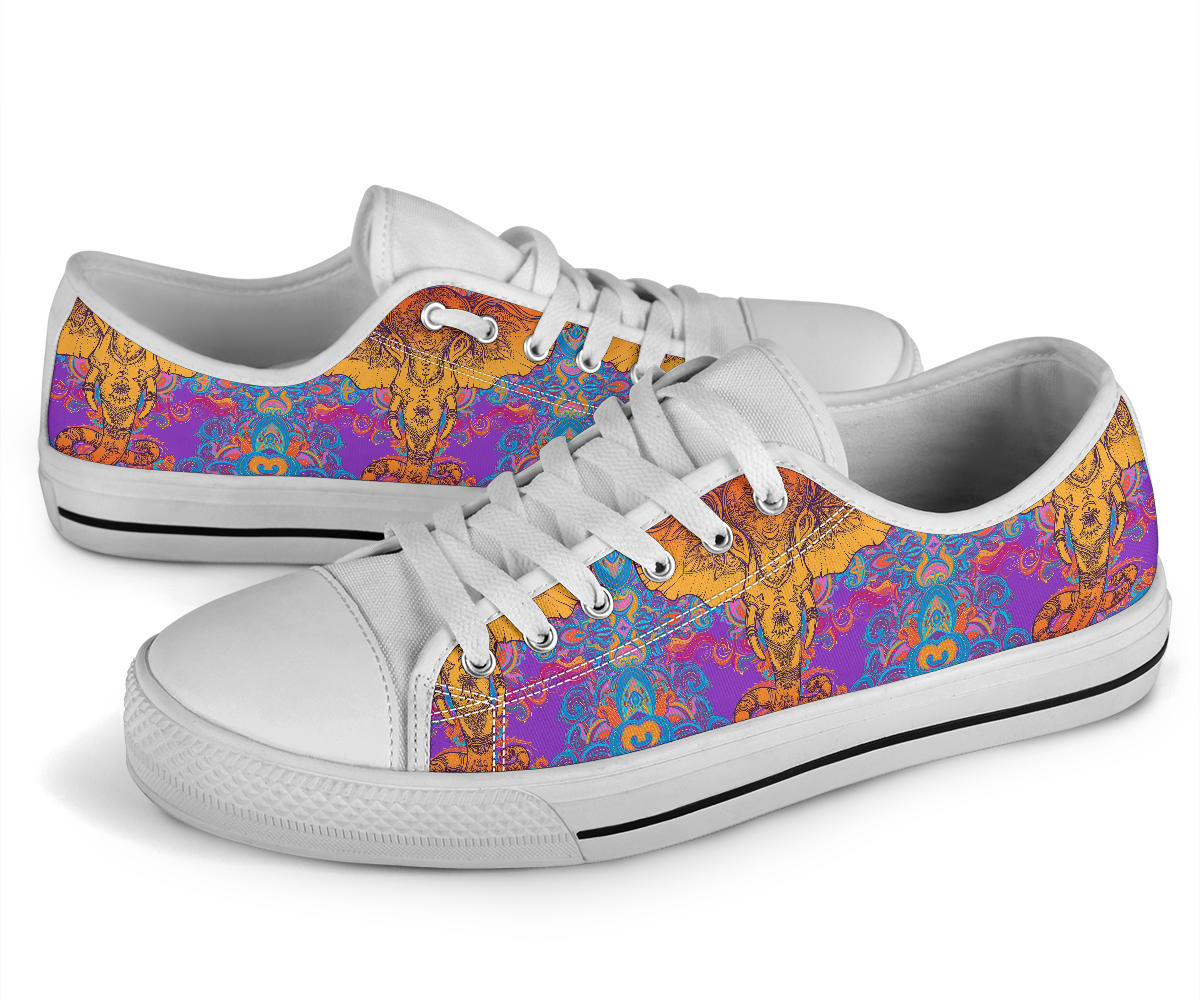 Gold Elephant Indian White Bottom Low Top Shoes