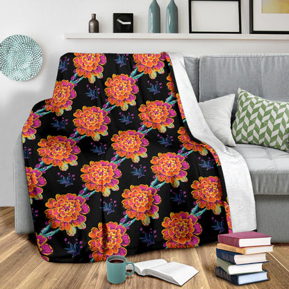 Marigold Pattern Print Design MR04 Fleece Blanket