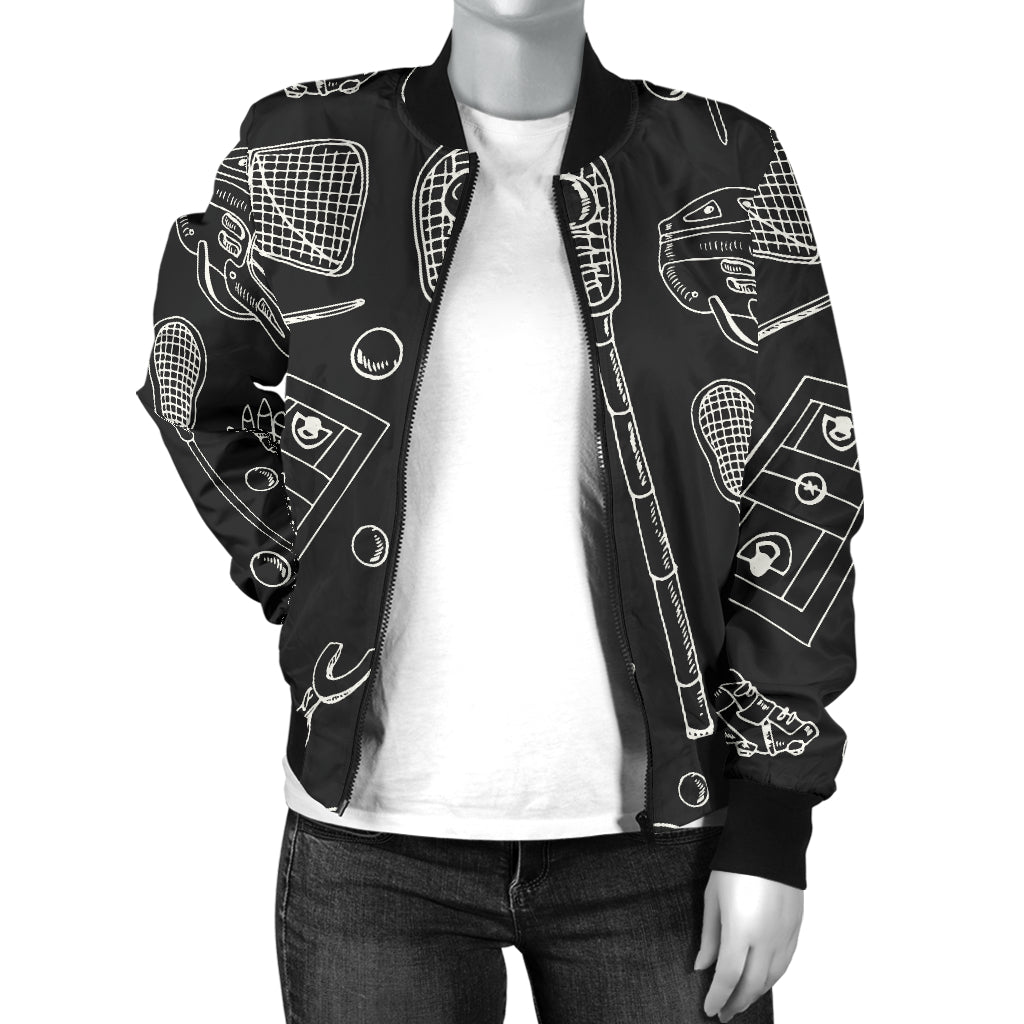 Lacrosse Pattern Print Design 01 Women's Bomber Jacket
