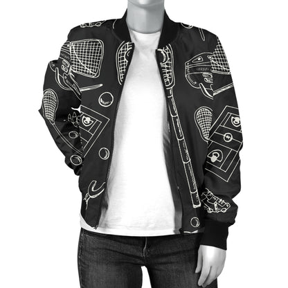 Lacrosse Pattern Print Design 01 Women's Bomber Jacket