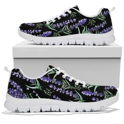 Lavender Pattern Print Design LV01 Sneakers White Bottom Shoes