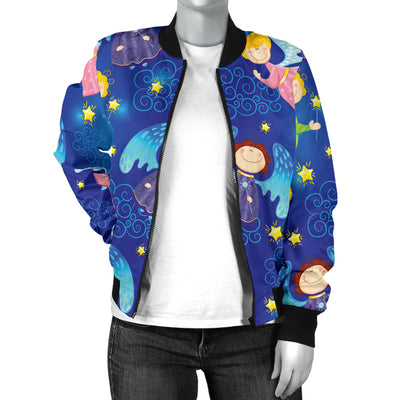 Angel Little Pattern Print Design 02 Women's Bomber Jacket