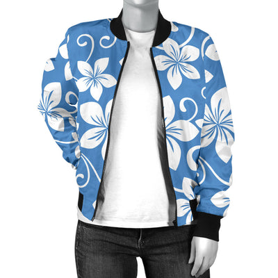 Hibiscus Pattern Print Design HB09 Women Bomber Jacket