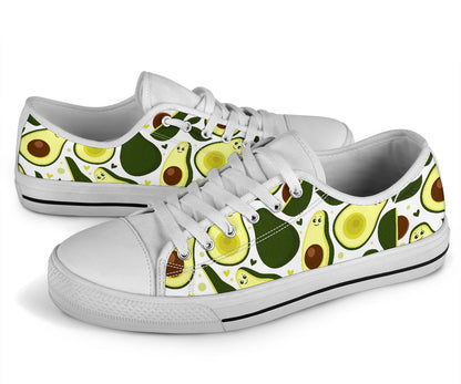 Avocado Pattern Print Design AC06 White Bottom Low Top Shoes